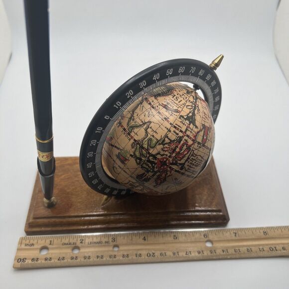 Vintage Desktop Globe With Pen And Holder - Picture 2 of 5